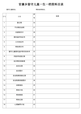 留守儿童一生一档资料