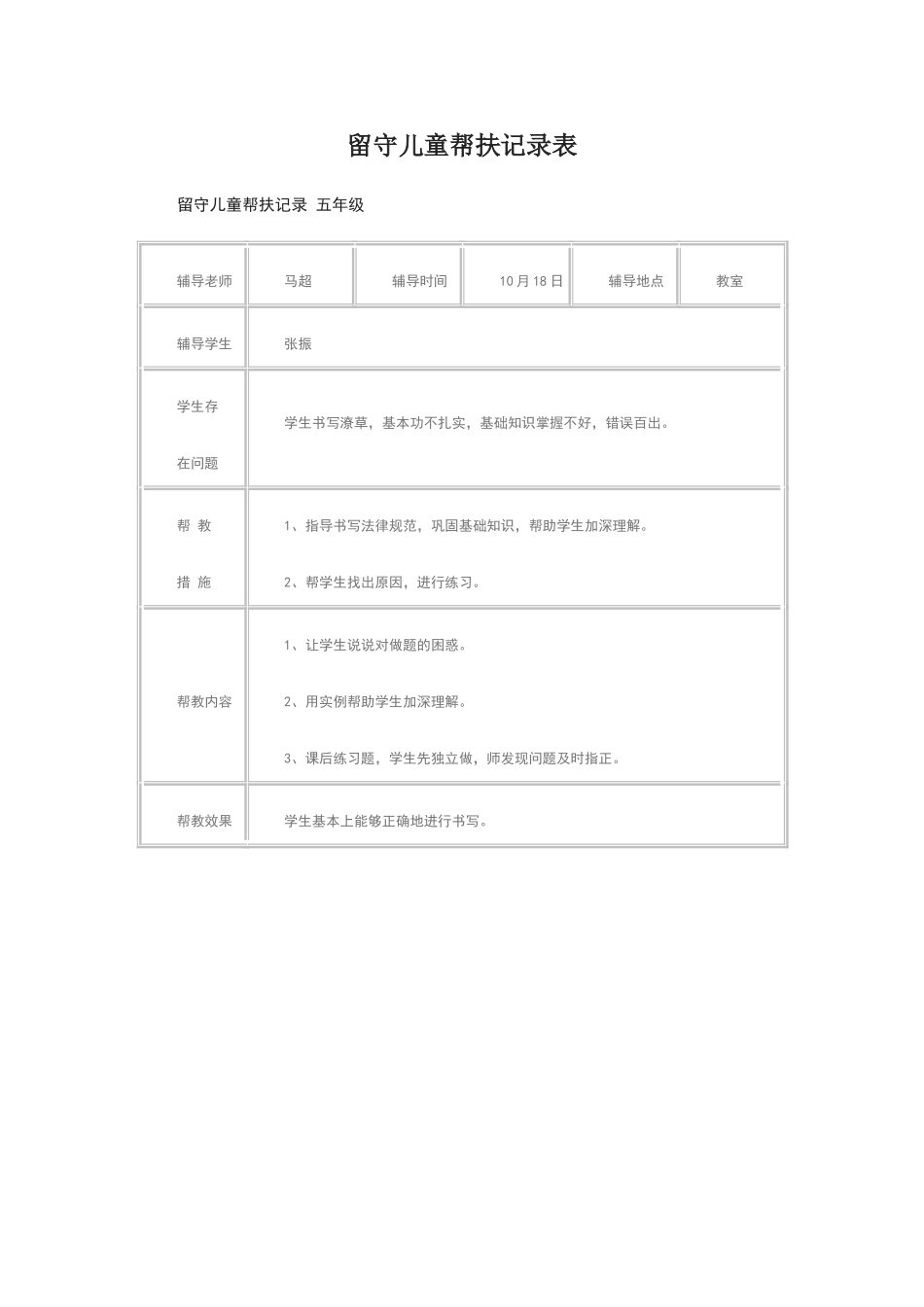 留守儿童帮扶记录表_第1页
