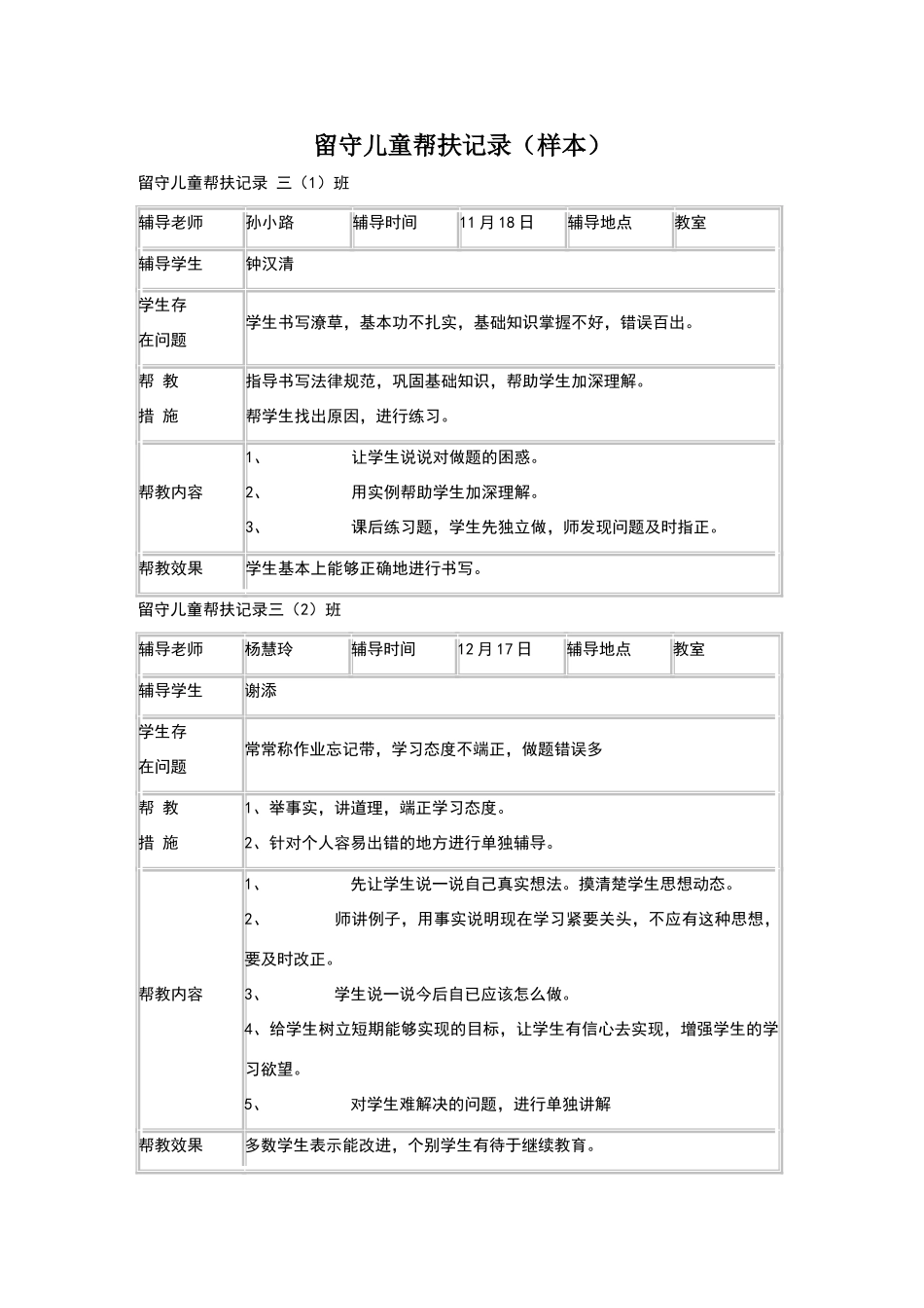 留守儿童帮扶记录3_第1页