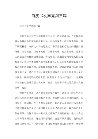 白皮书发声亮剑三篇