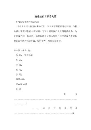 的总结实习报告九篇