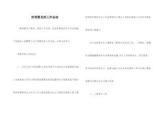 的预算员的工作总结