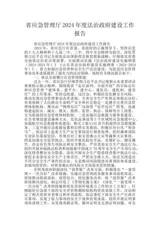 省应急管理厅2024年度法治政府建设工作报告