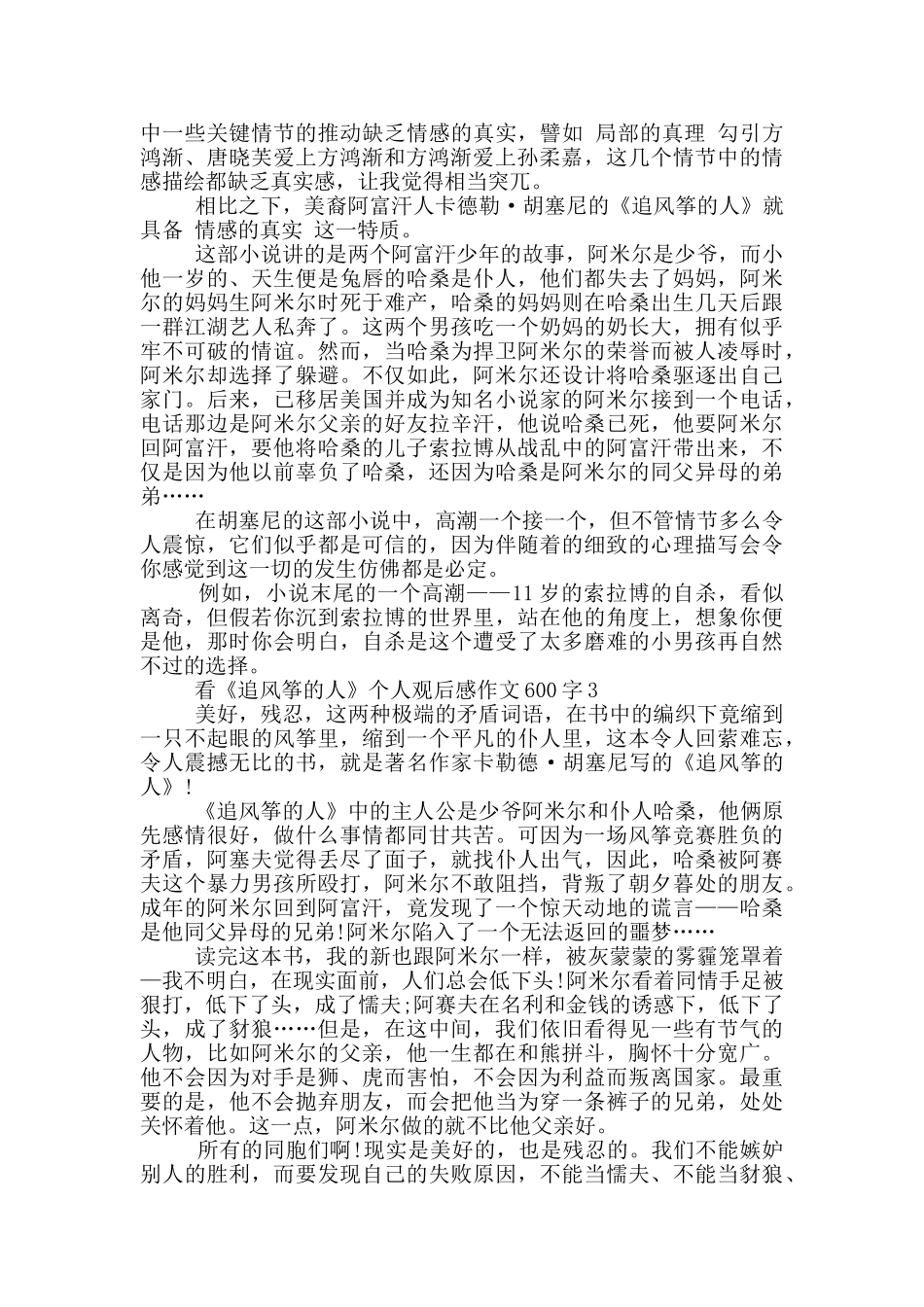 看《追风筝的人》个人观后感作文600字5篇_第2页