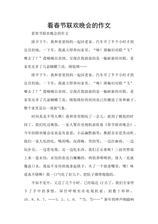 看春节联欢晚会的作文