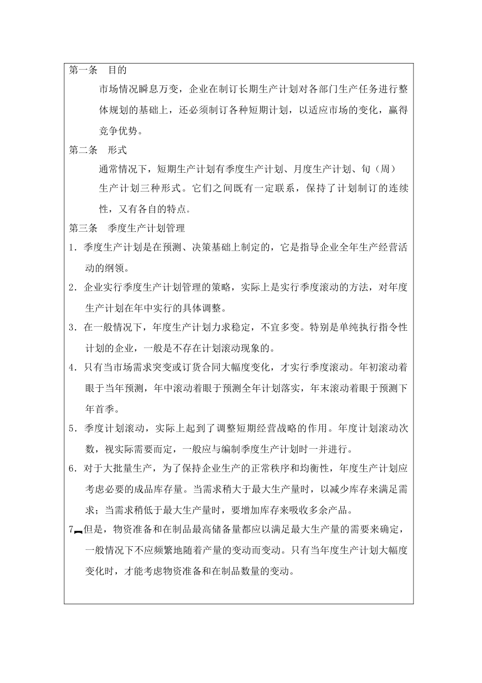 短期生产计划管理制度文本_第2页