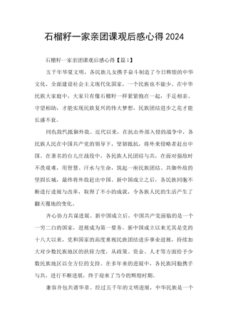 石榴籽一家亲团课观后感心得2024