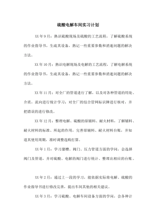 硫酸电解车间实习计划