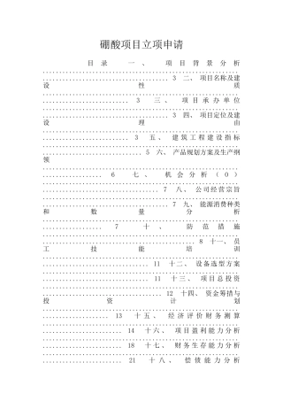 硼酸项目立项申请