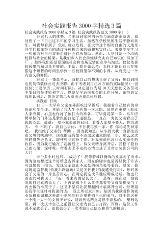 社会实践报告3000字精选3篇