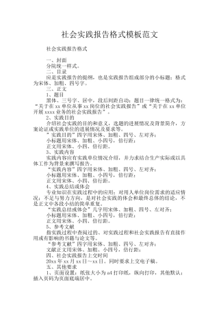 社会实践报告格式模板范文