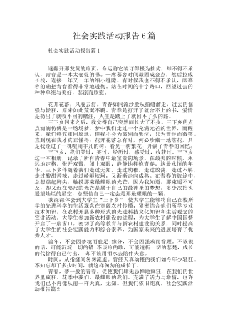 社会实践活动报告6篇