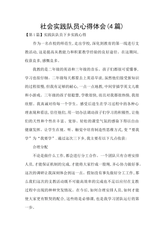 社会实践队员心得体会