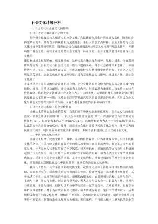 社会文化环境分析