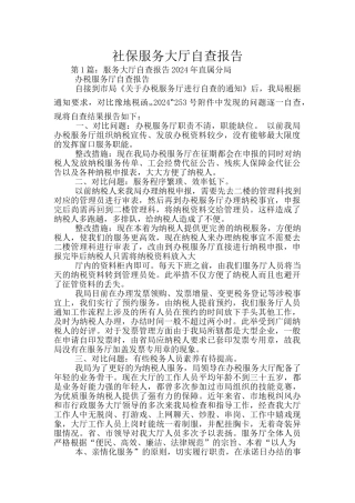 社保服务大厅自查报告