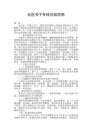 社区专干年终总结范例