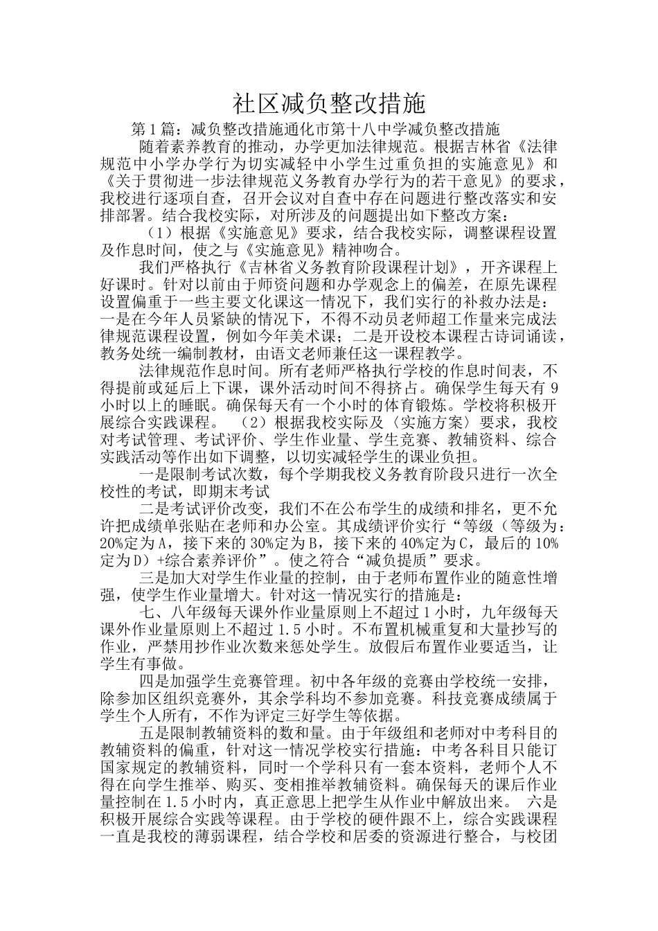 社区减负整改措施_第1页