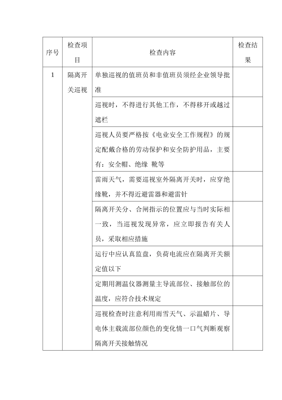 某公司隔离开关安全检查表_第1页