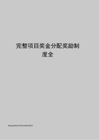 完整项目奖金分配奖励制度全