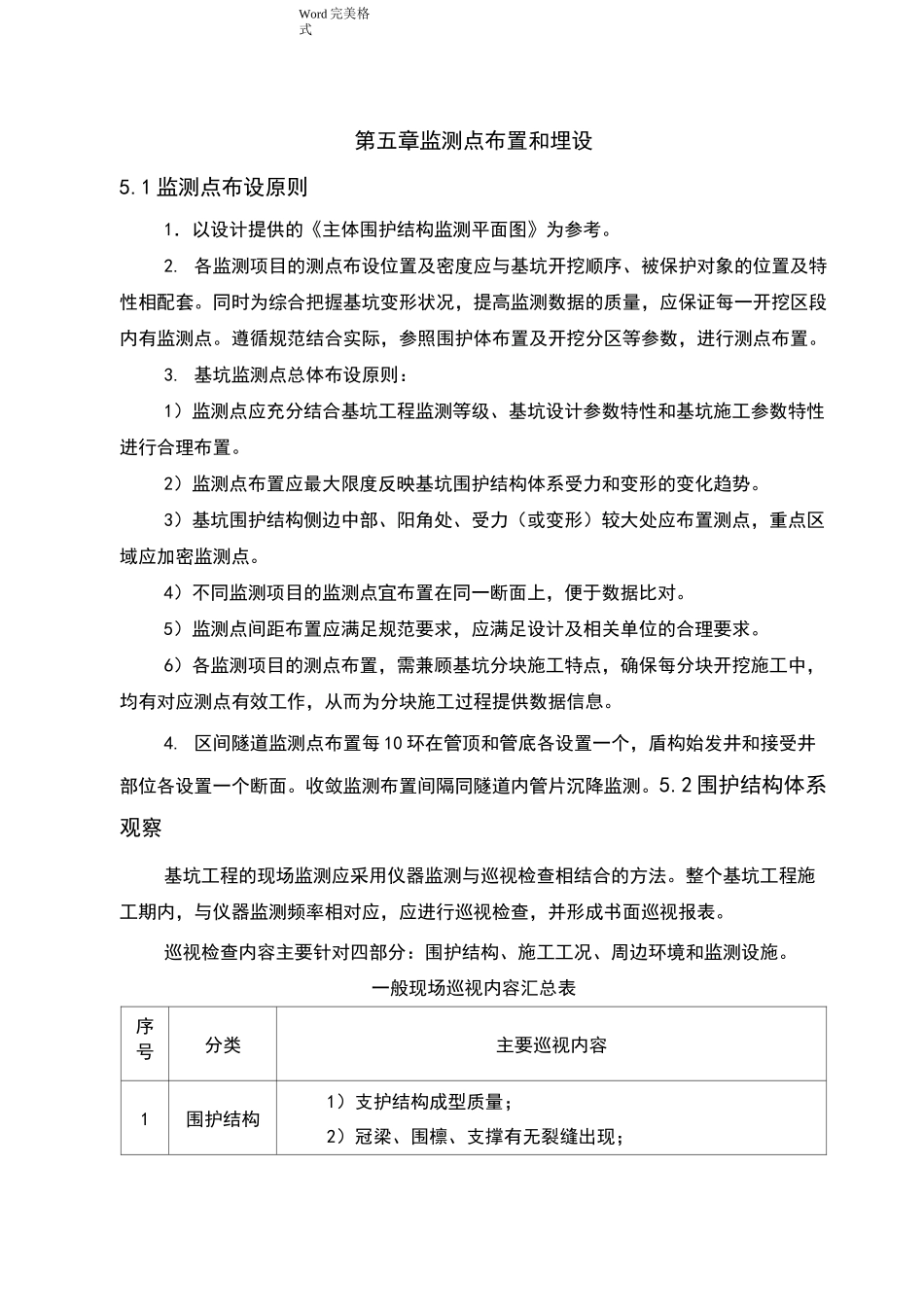 工程基坑监测点布设方案_第1页