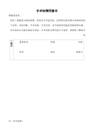 手术知情同意书模板