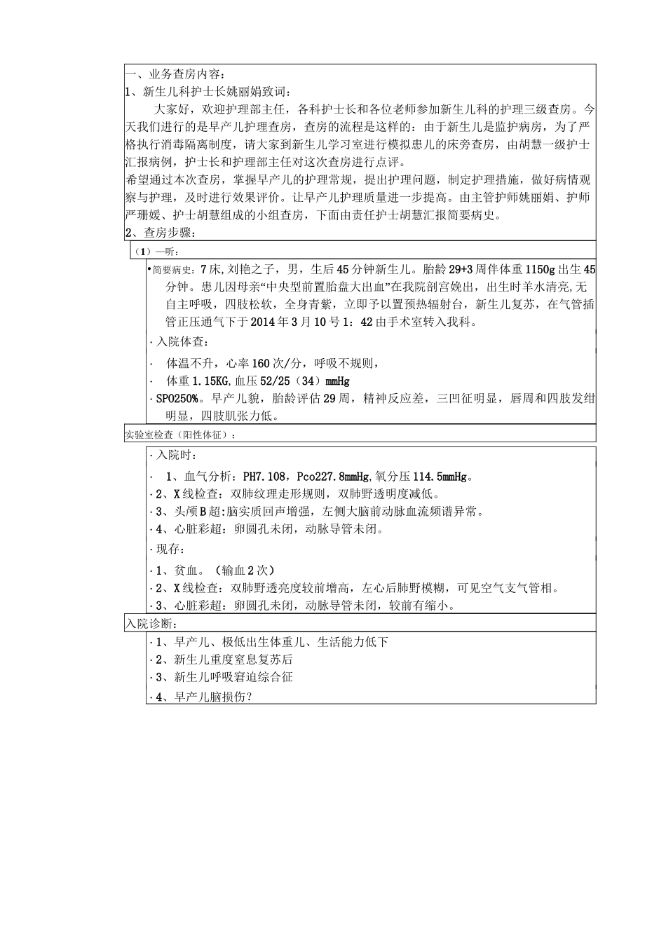 早产儿、极低出生体重儿护理查房记录_第2页