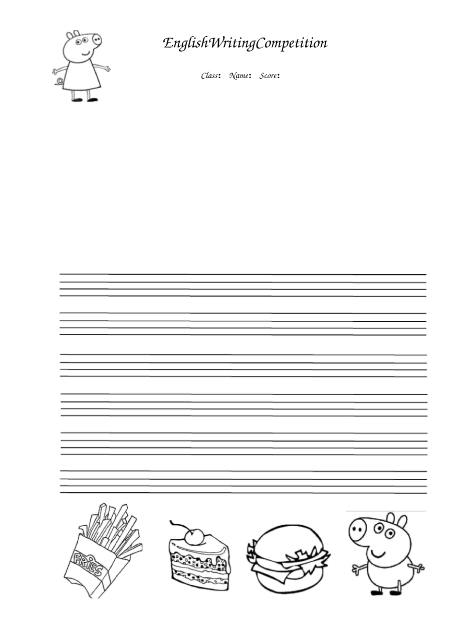 英语听写比赛、书写比赛、作文比赛卡通用纸_第2页
