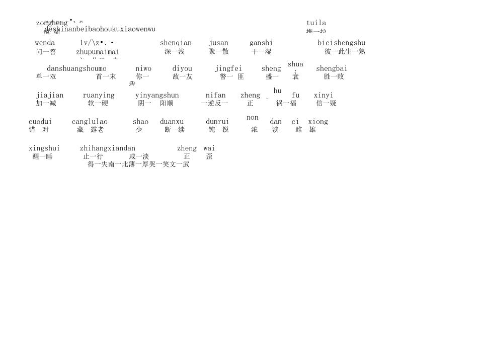 小学一年级-反义词带拼音_第2页