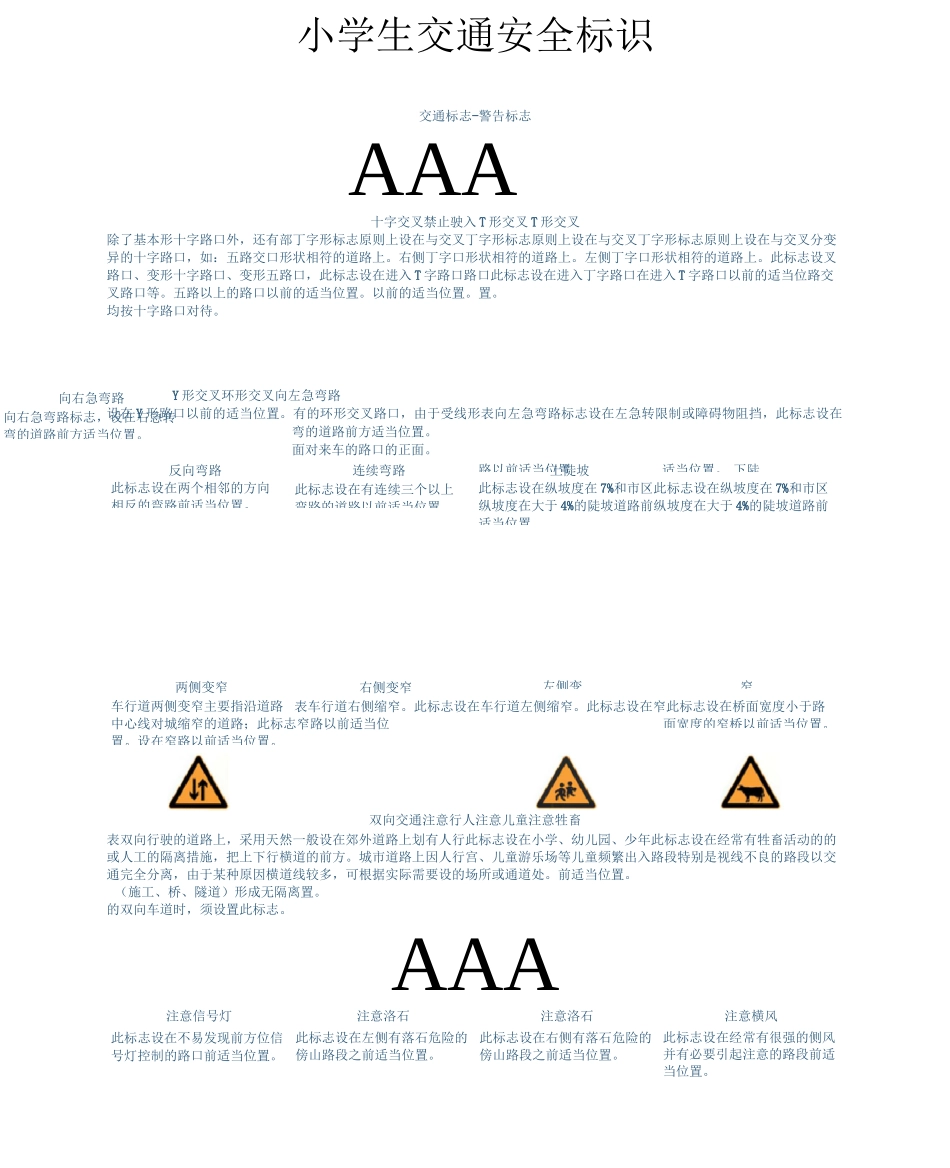 小学生 交通标志交通安全标识完整版_第1页