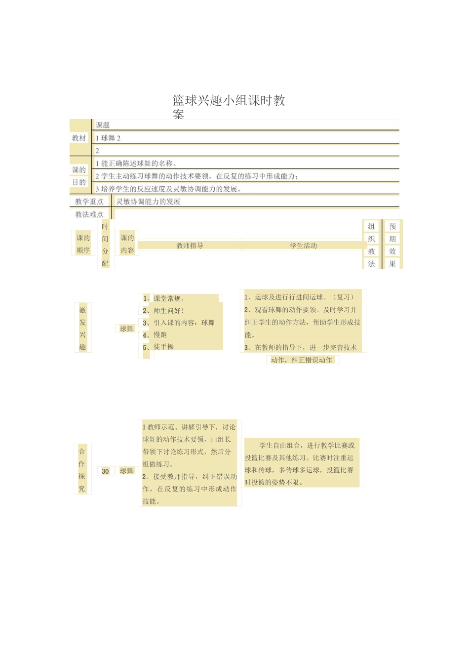 篮球兴趣小组活动教案_第3页