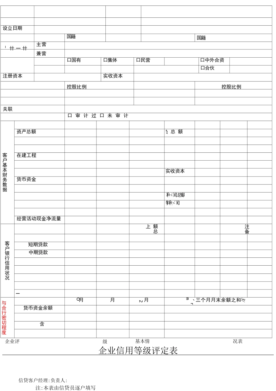企业客户信用等级评定表_第1页