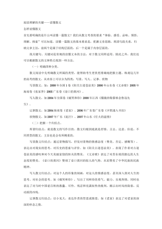 阅读理解的关键——读懂散文