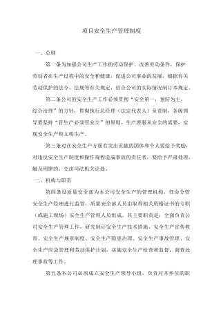 项目安全生产管理制度(完整版)