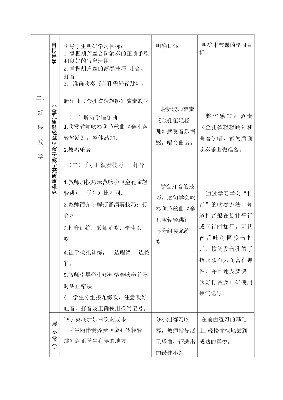 葫芦丝《金孔雀轻轻跳》的教学设计_第3页