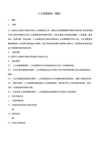 人力资源规划报告