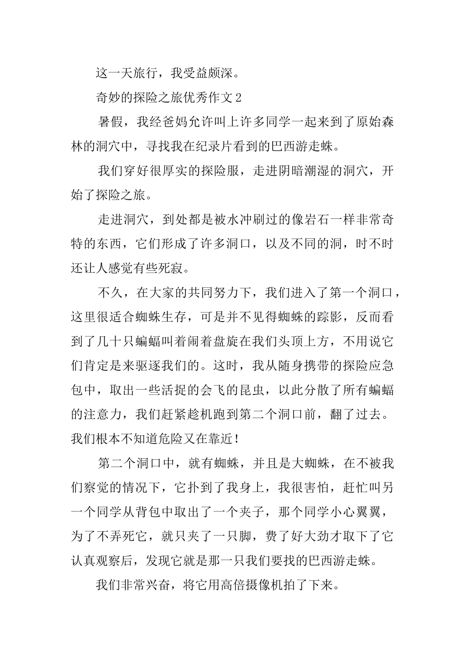 神奇的探险之旅优秀作文_第2页