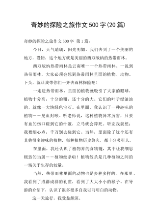神奇的探险之旅作文500字