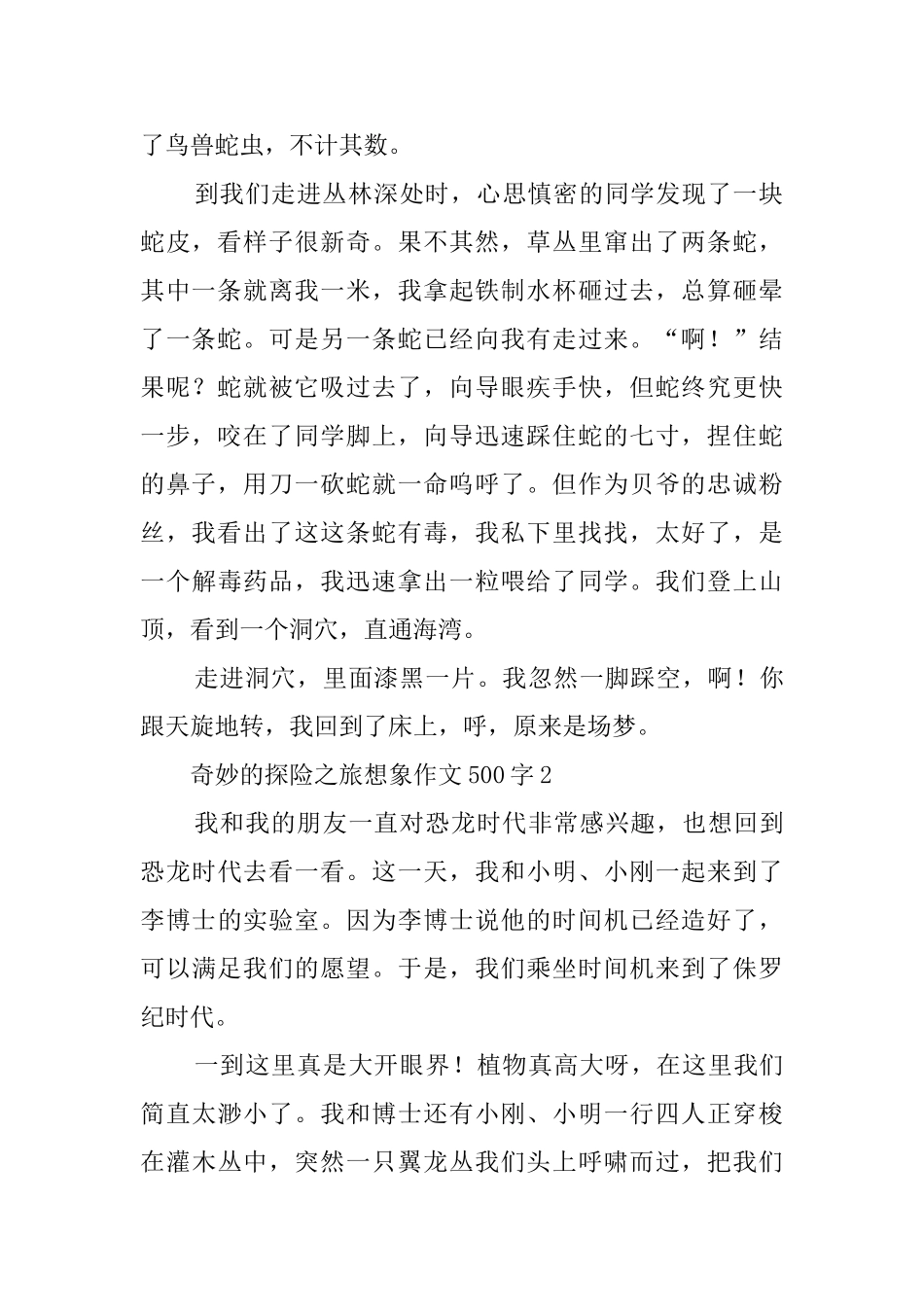 神奇的探险之旅想象作文500字3篇_第2页