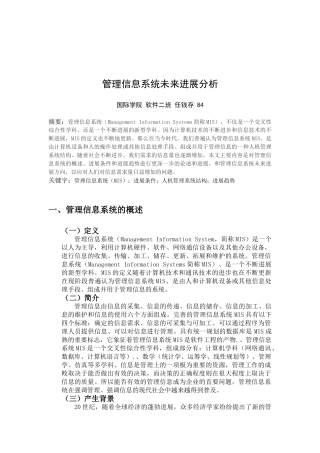 管理信息系统未来发展分析