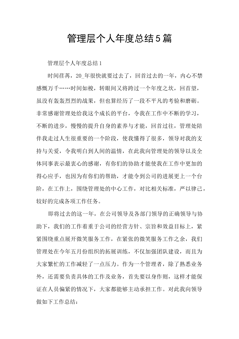 管理层个人年度总结5篇_第1页
