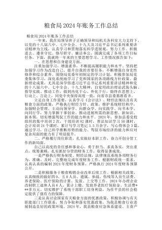 粮食局2024年账务工作总结