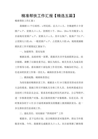 精准帮扶工作汇报