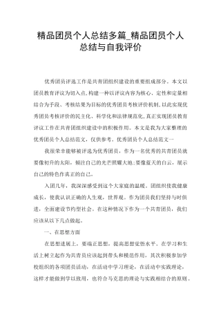 精品团员个人总结多篇