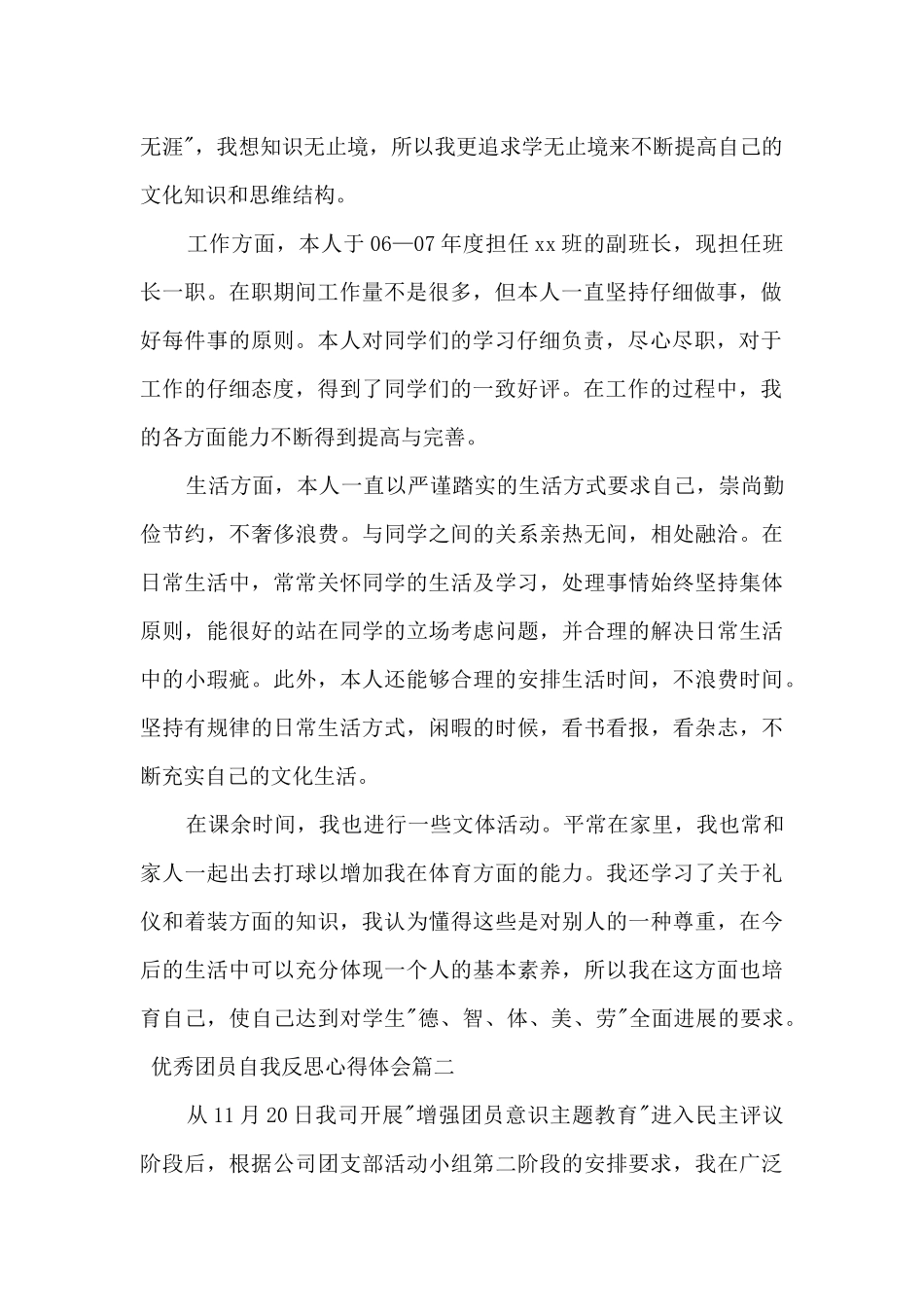 精品团员自我反思心得体会_第2页