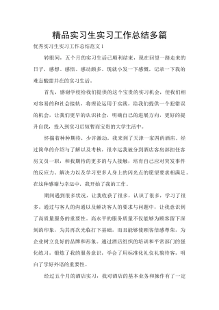 精品实习生实习工作总结多篇