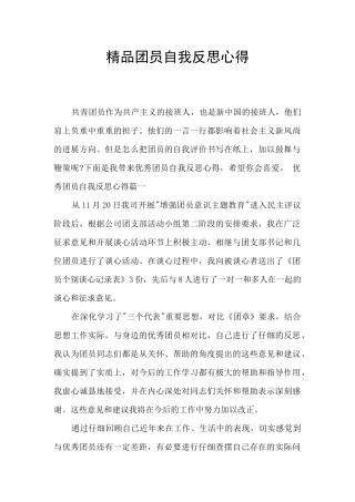 精品团员自我反思心得