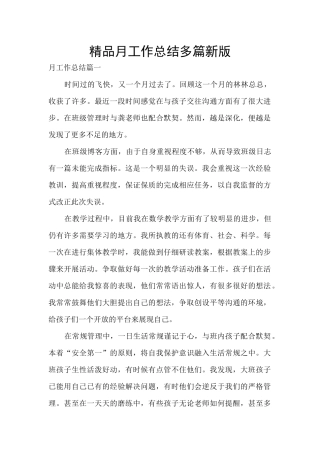 精品月工作总结多篇新版