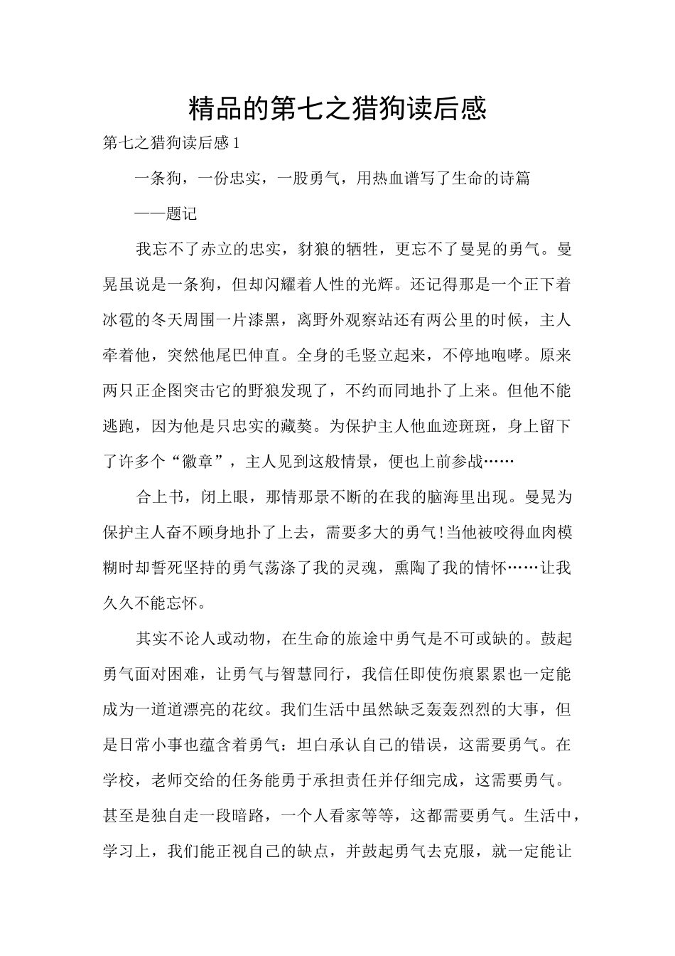 精品的第七之猎狗读后感_第1页