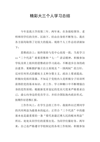 精彩大三个人学习总结