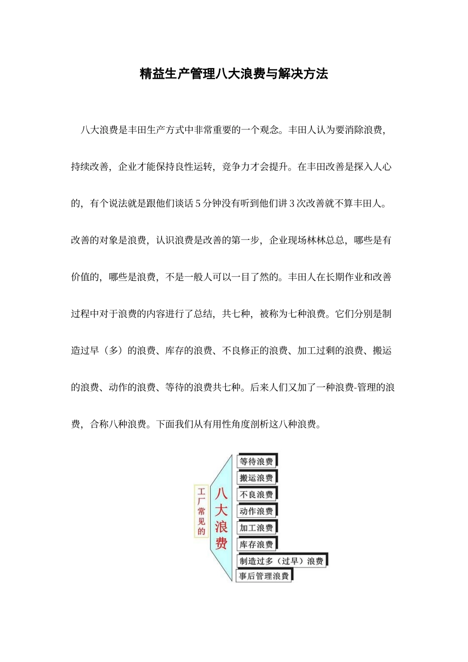 精益生产管理八大浪费与解决方法_第1页